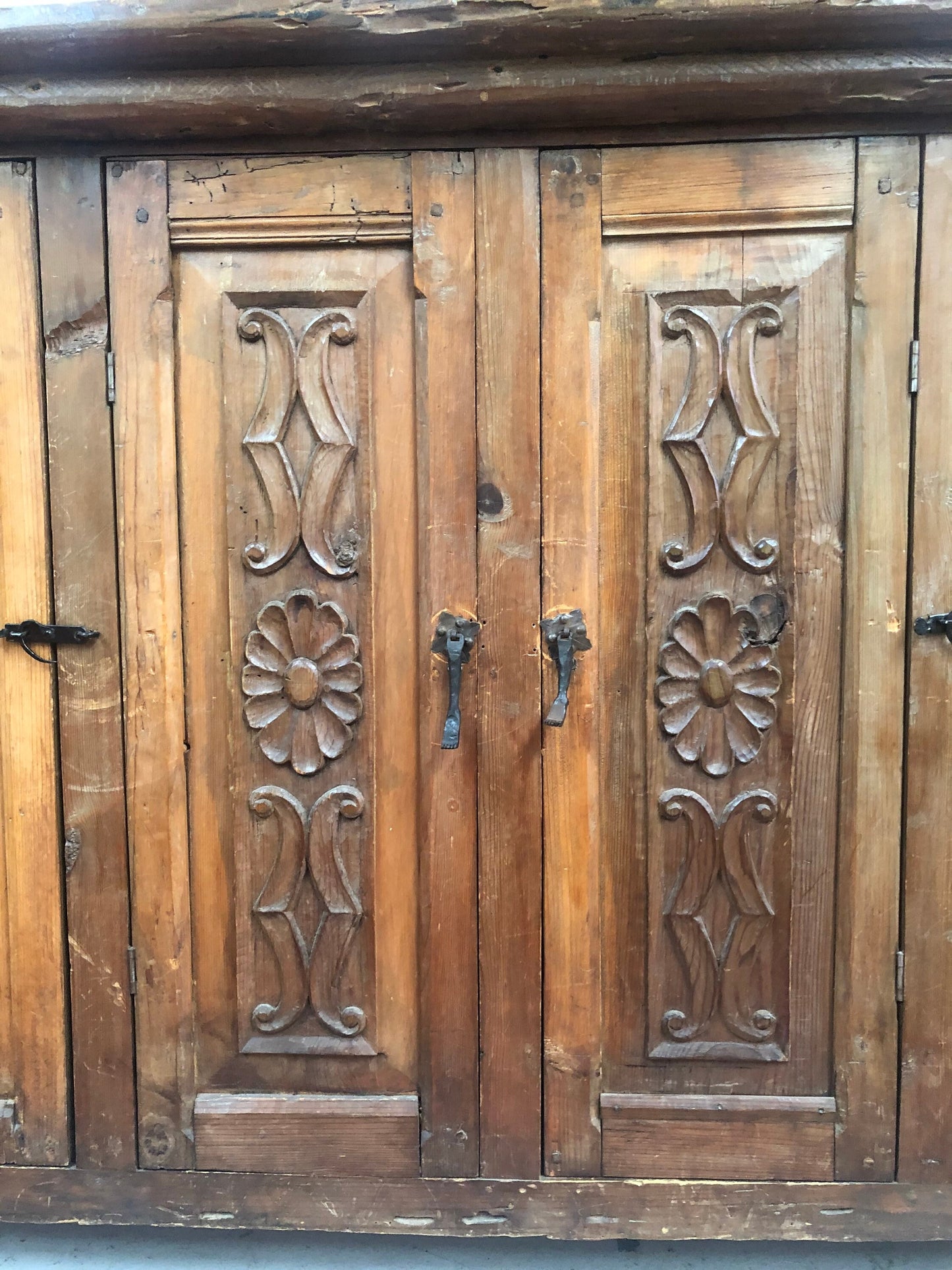 Antique Vintage Massive Mexican Dining Room Hand Carved Cabinet