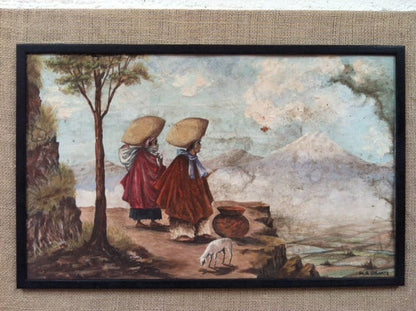 Vintage South American Indian Painting by Antonio Marcos Gomez