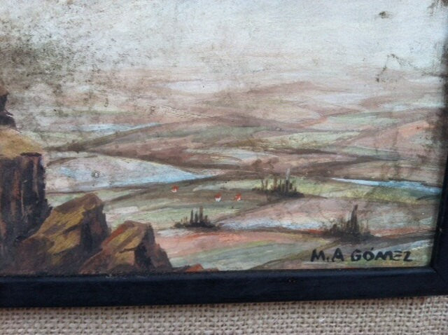 Vintage South American Indian Painting by Antonio Marcos Gomez