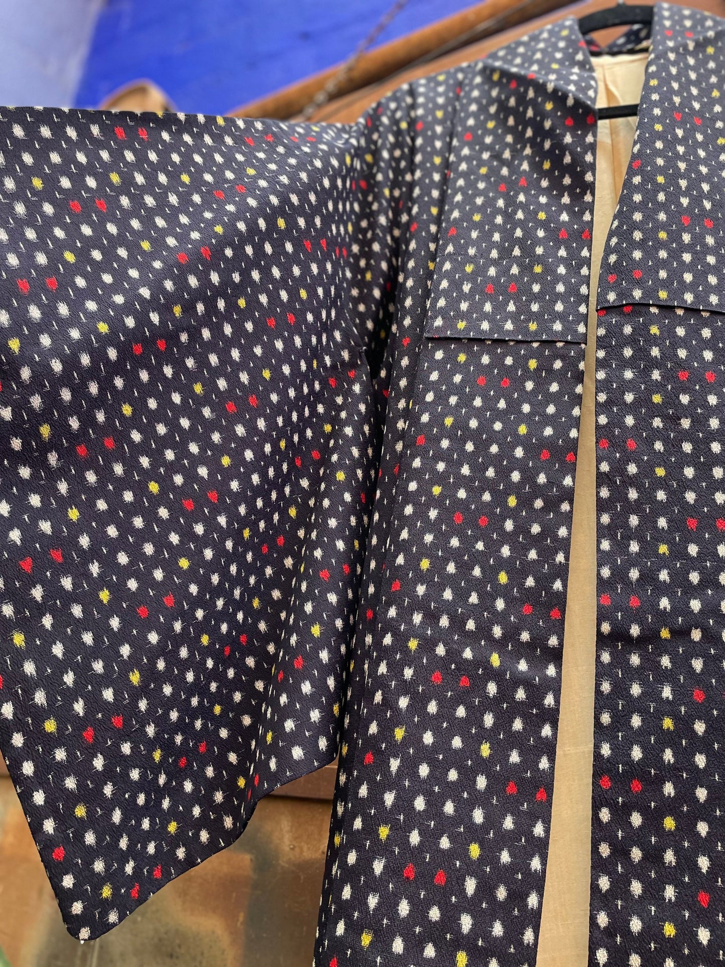 Elegant Black with White Dotted Handmade Kimono