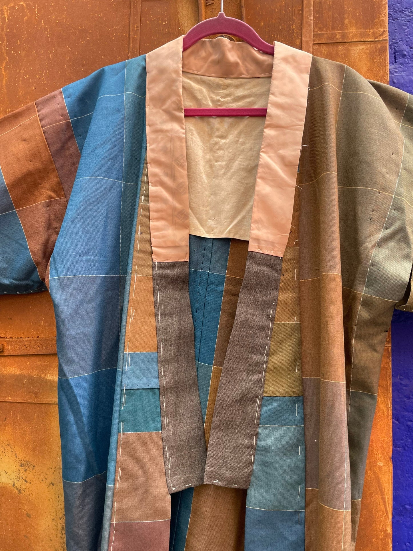 Earthy Handmade Unisex Kimono in Blue, Green and Brown