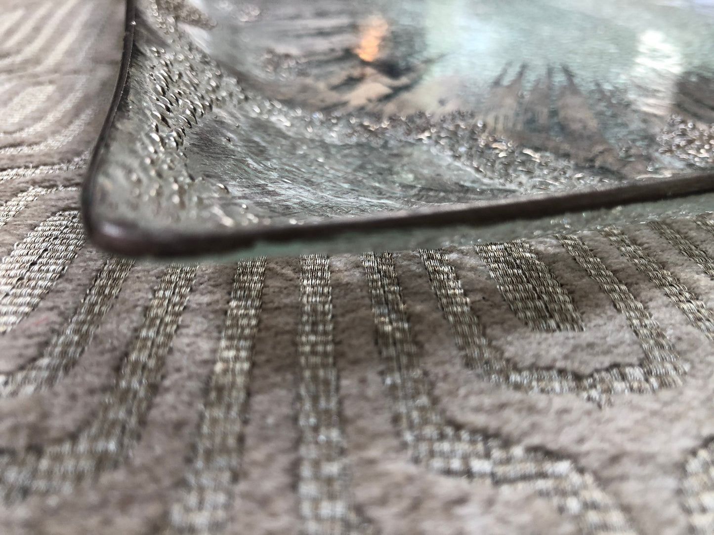 Vintage Dorothy Thorpe Square Glass and Silver Serving Platter