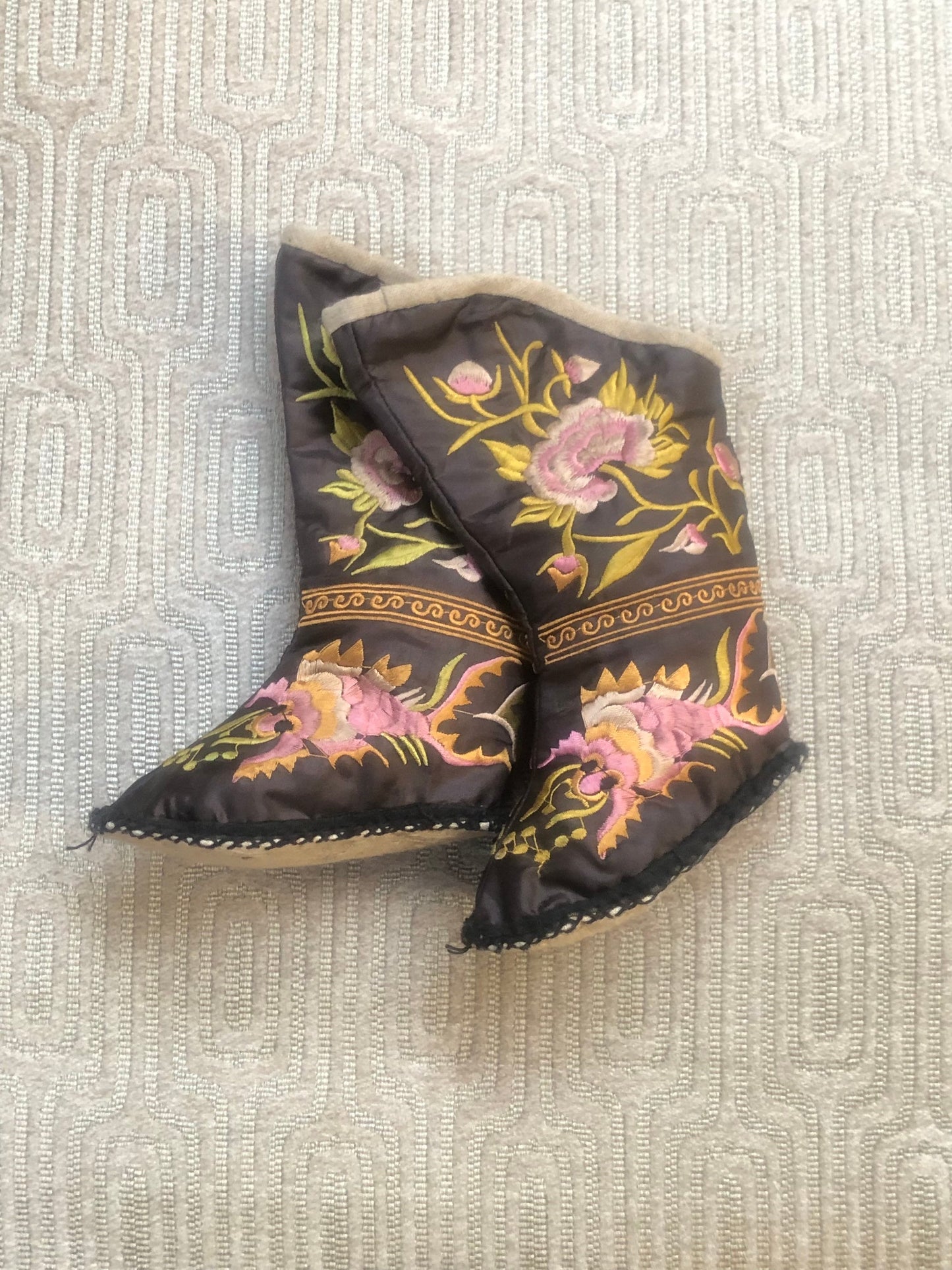 Vintage Chinese Embroidered Toddler Booties
