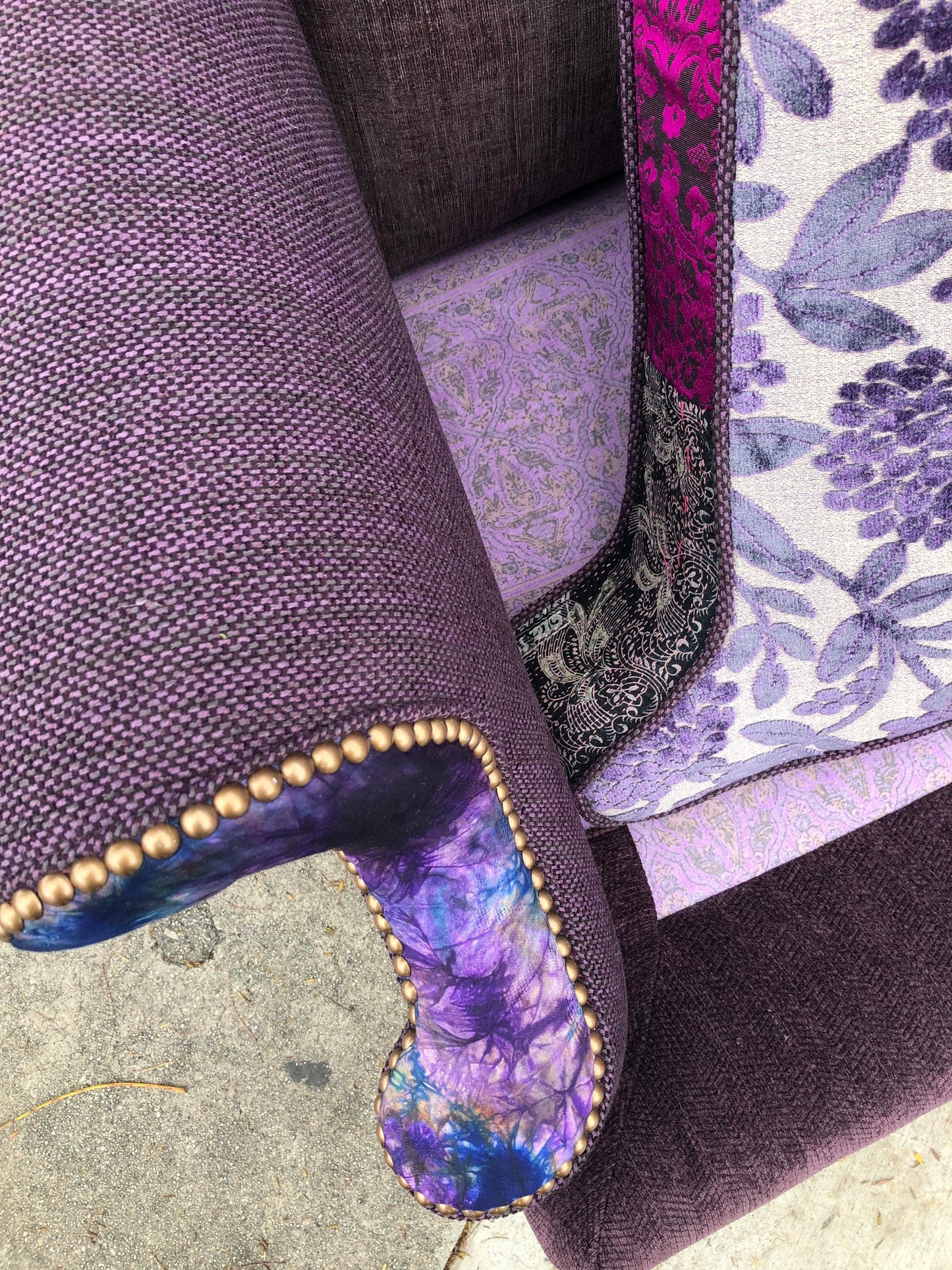 Recycled Reupholstered 1980s Sofa in Shades of Plum