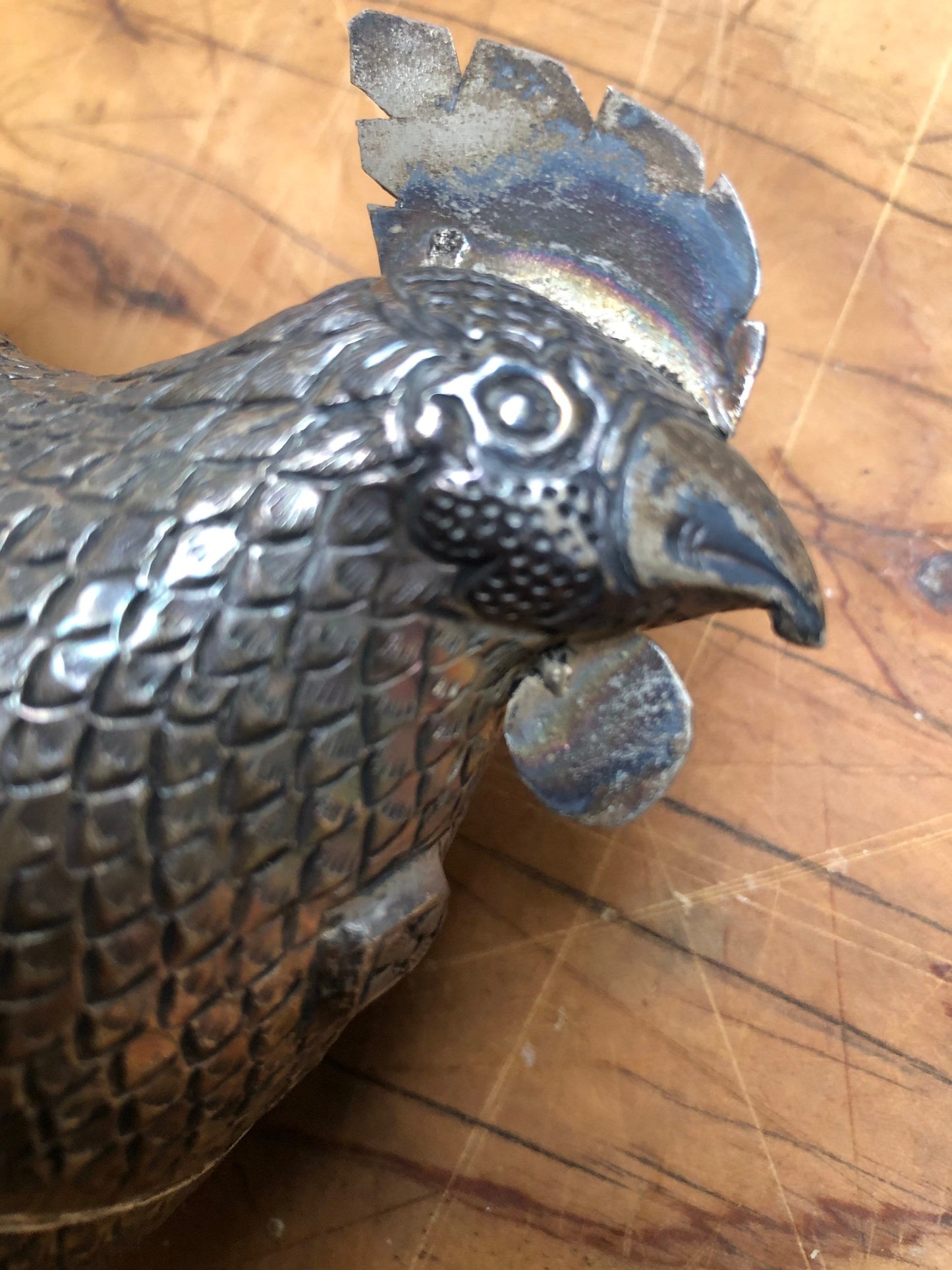 Vintage Handmade Silver Hen Box