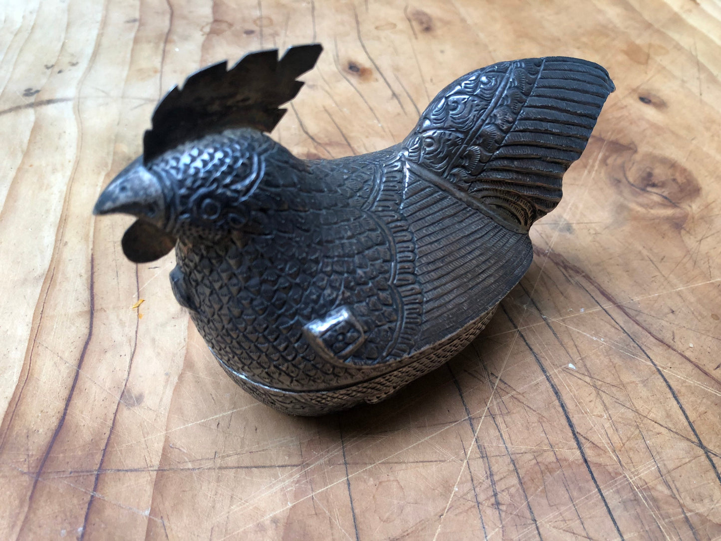 Vintage Handmade Silver Hen Box