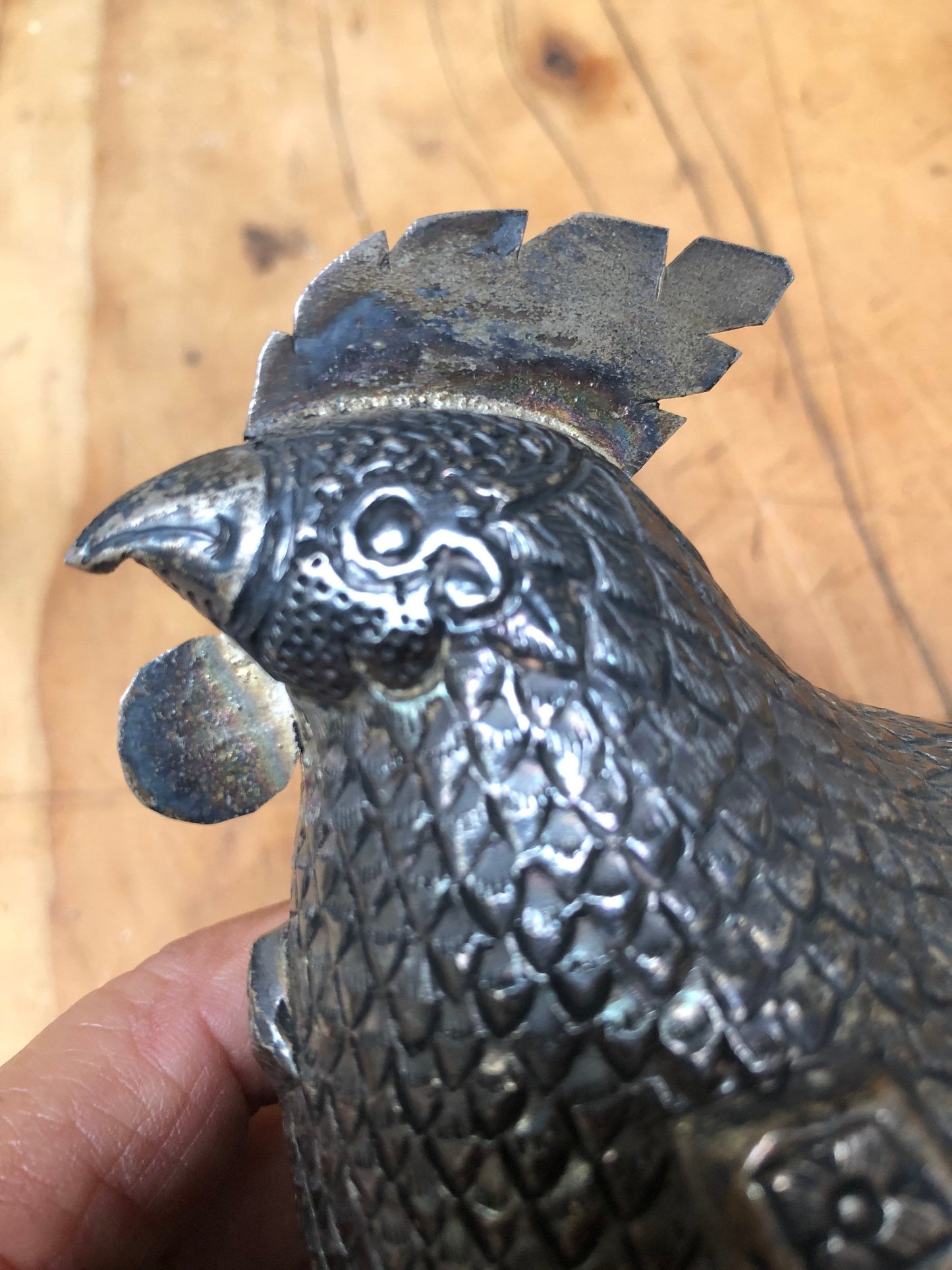 Vintage Handmade Silver Hen Box