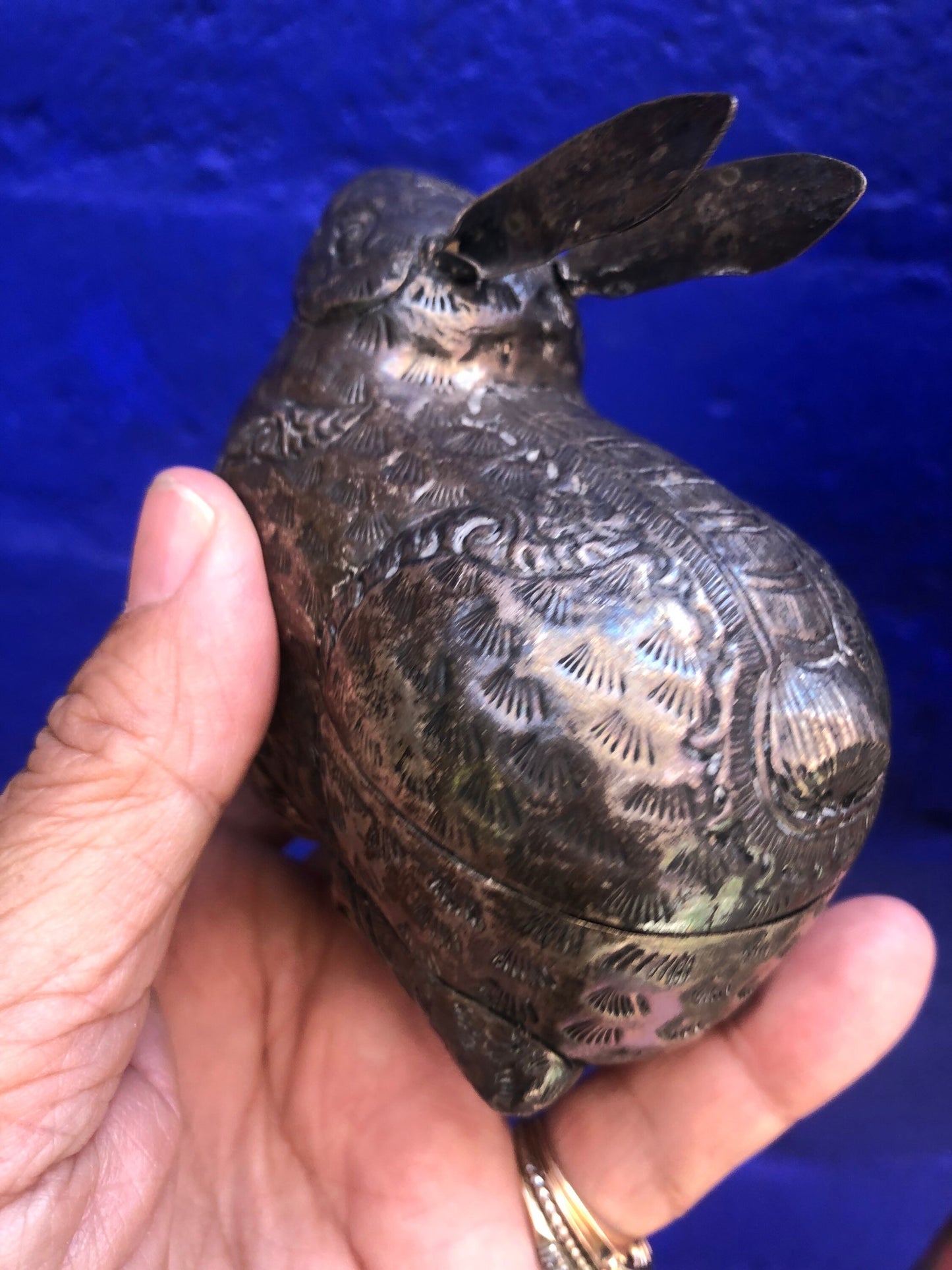 Vintage Chinese Silver Mixed Metal Rabbit Box