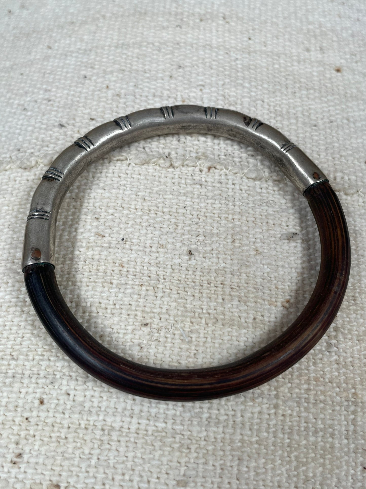Vintage Chinese Silver and Bamboo Bangle
