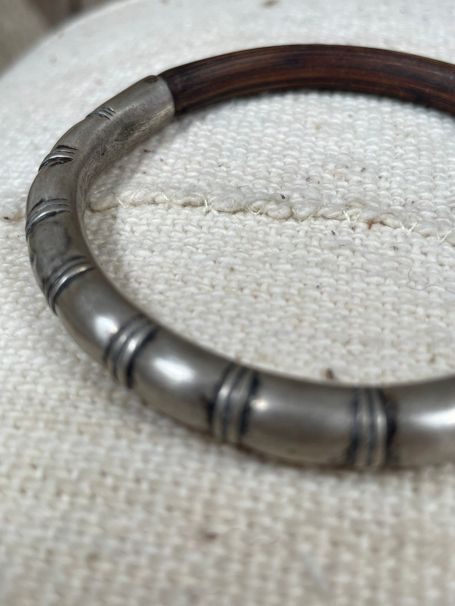 Vintage Chinese Silver and Bamboo Bangle