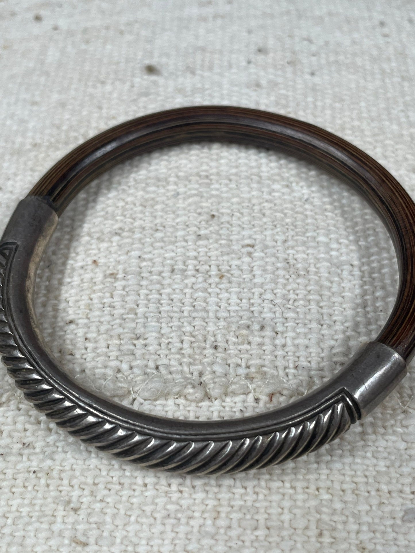 Antique Chinese Bamboo and Sterling Silver Bangle
