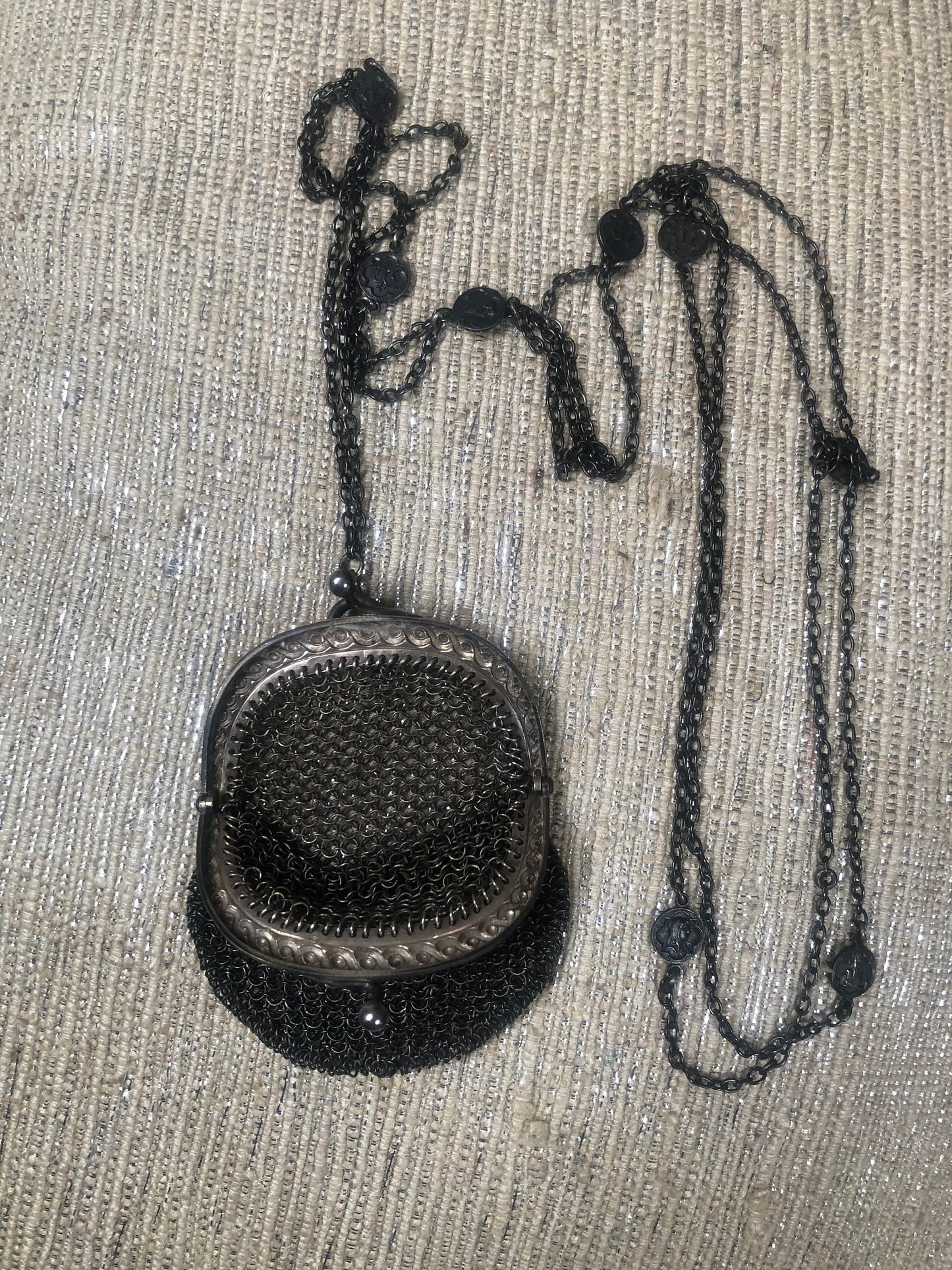 Vintage Silver Mesh Diminutive Purse w/ Chain
