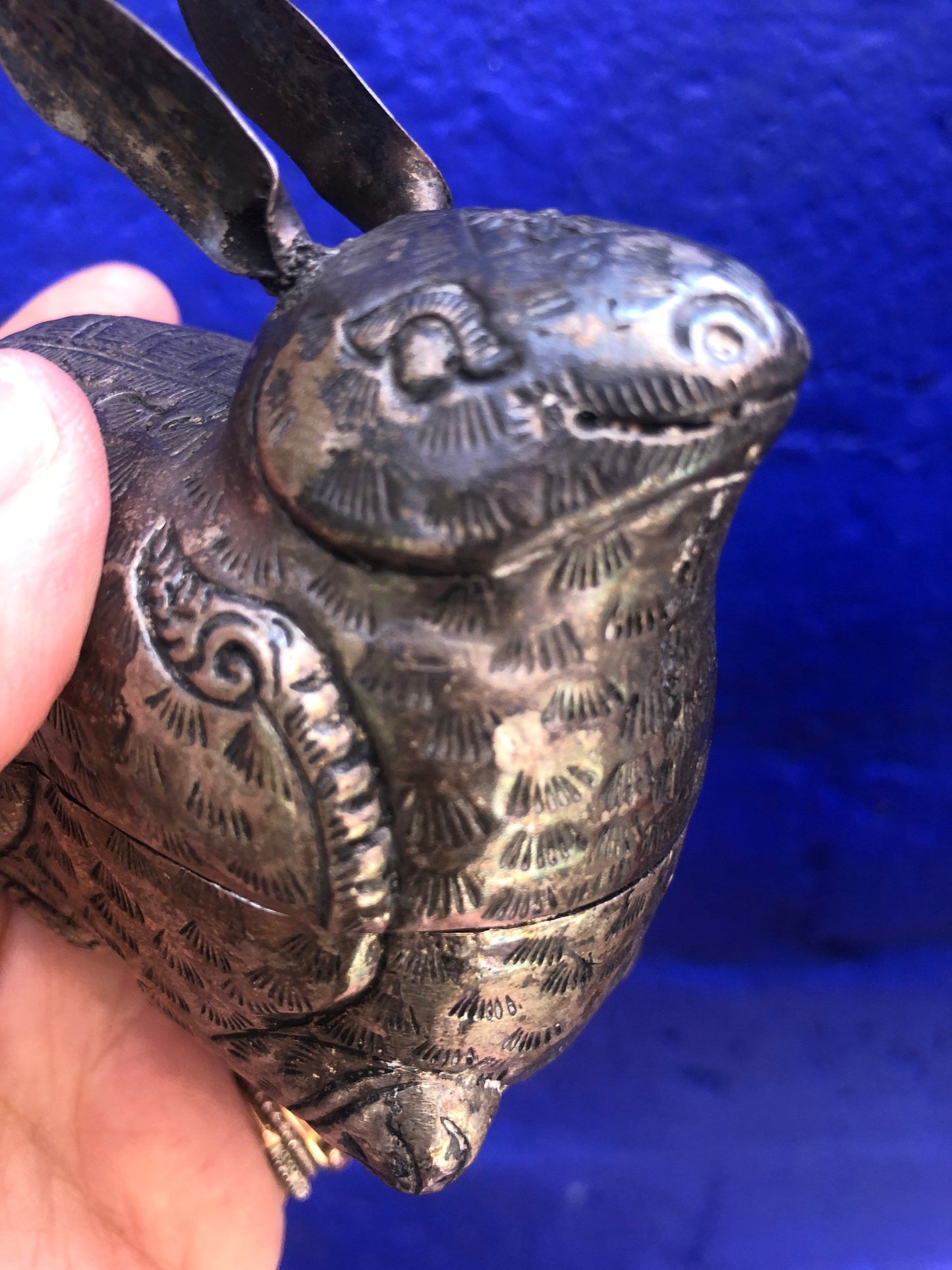 Vintage Chinese Silver Mixed Metal Rabbit Box