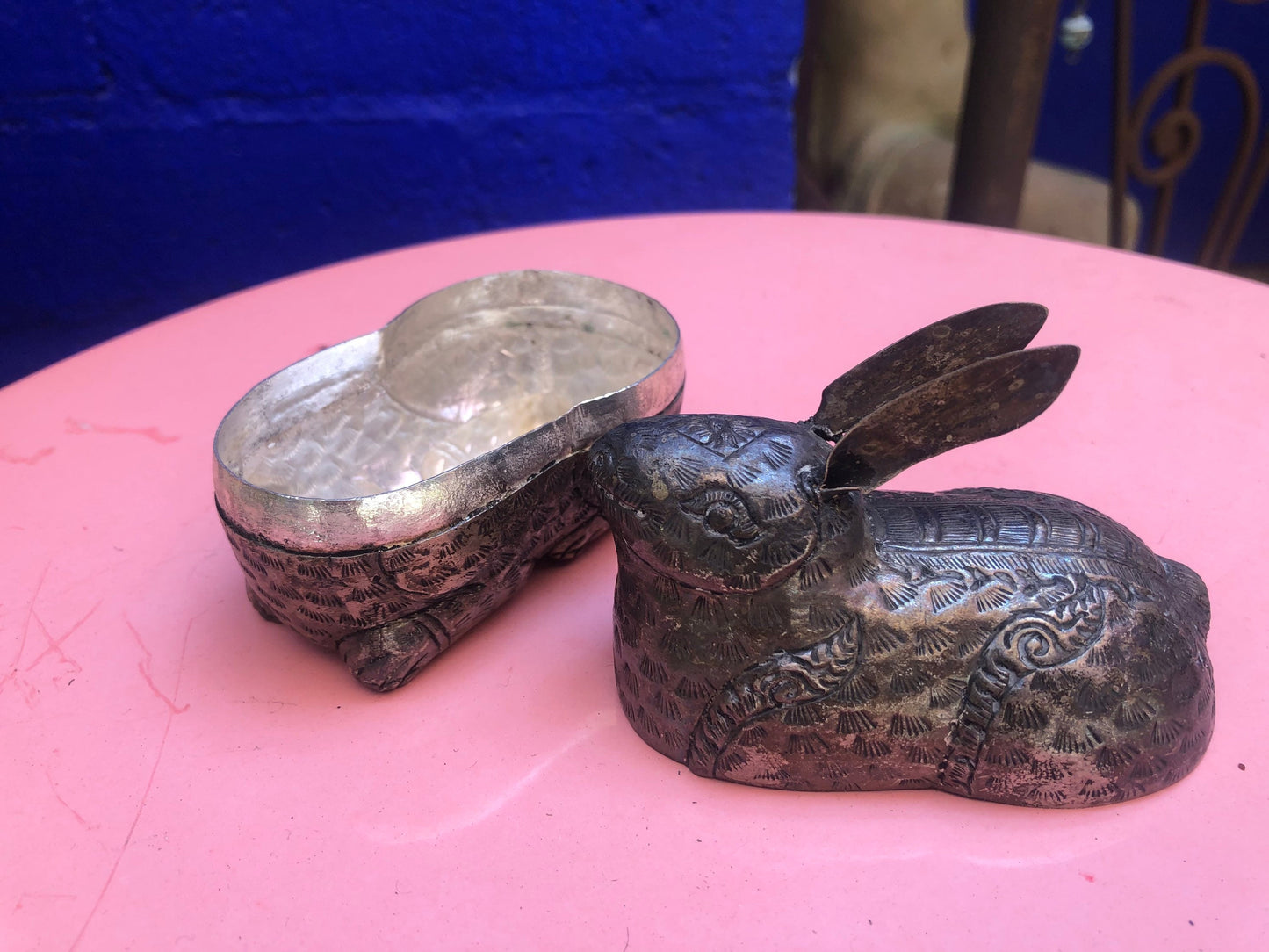 Vintage Chinese Silver Mixed Metal Rabbit Box