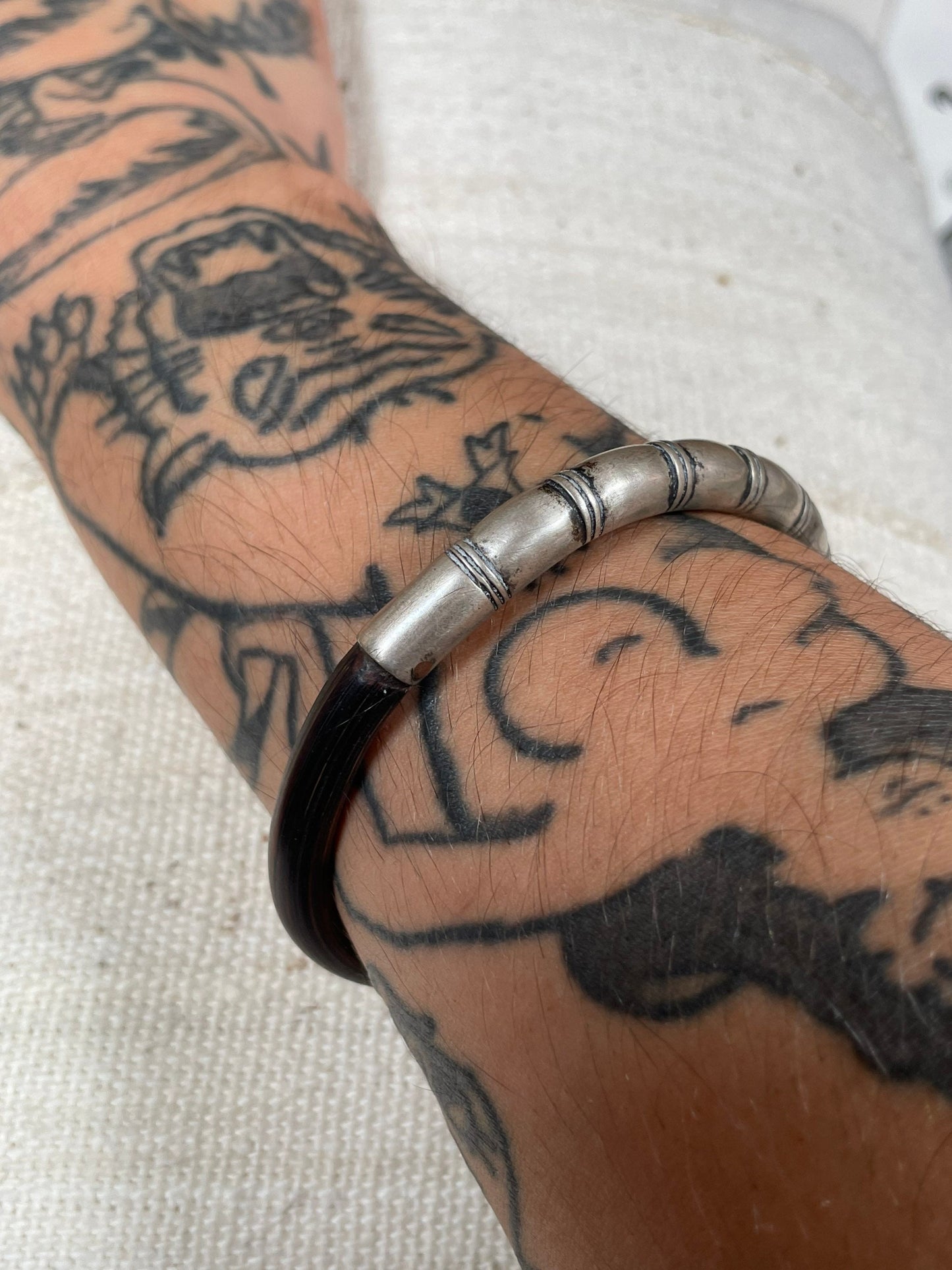 Vintage Chinese Silver and Bamboo Bangle