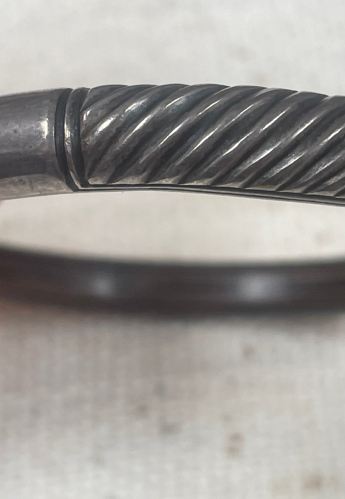 Antique Chinese Bamboo and Sterling Silver Bangle