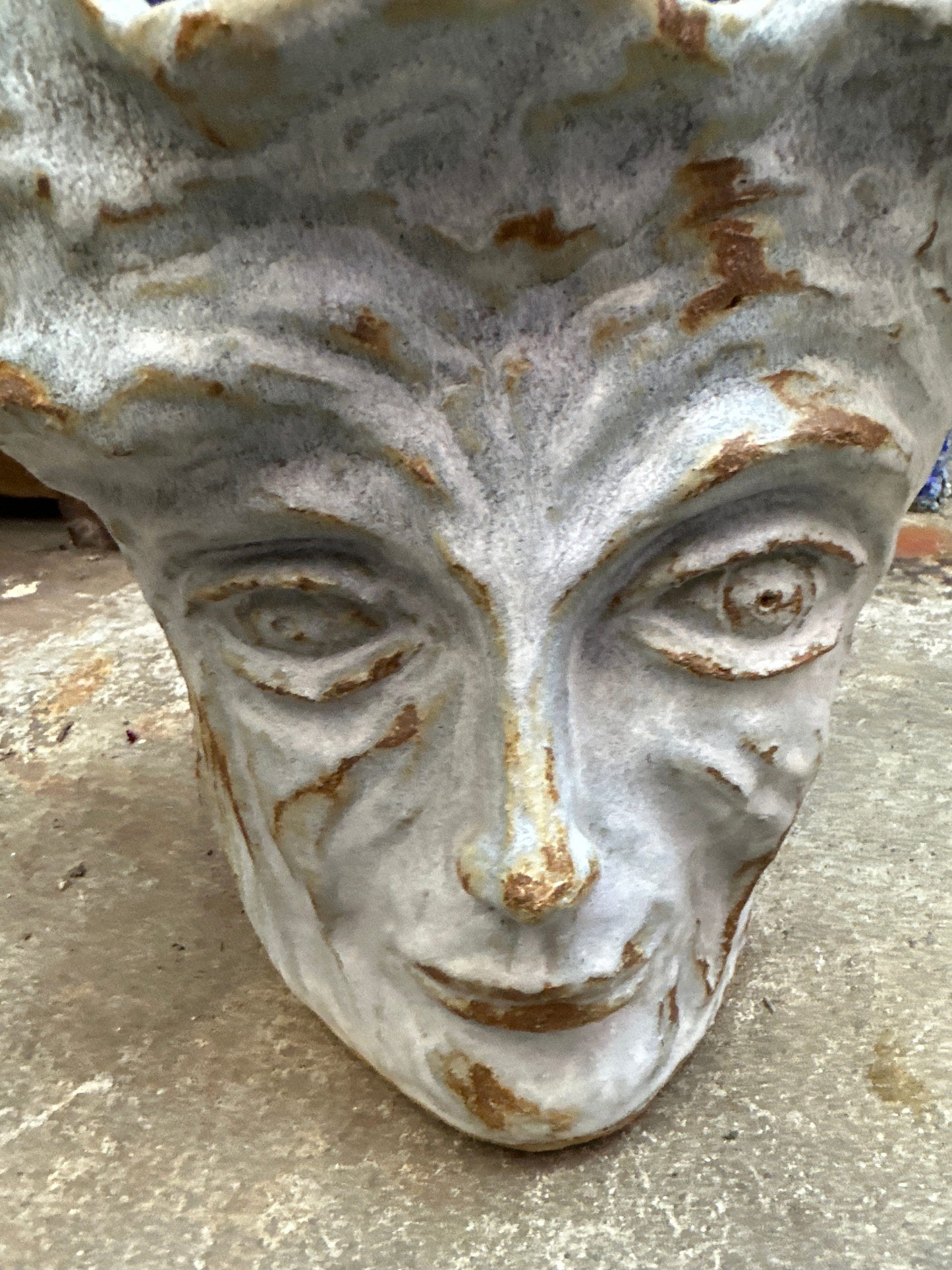 Vintage Blue Gray Double Face Vase Potteey