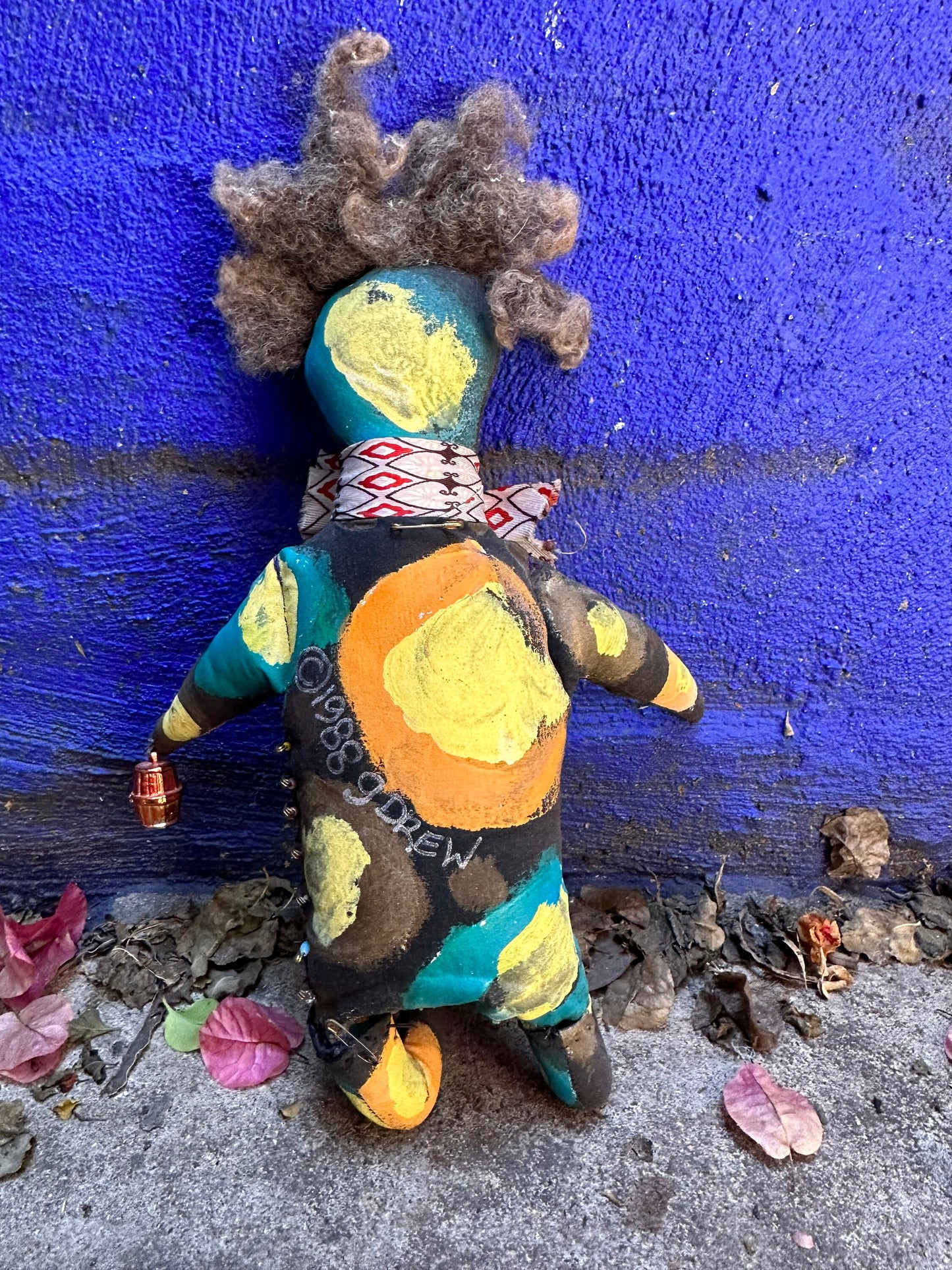 Vintage Handmade Cloth and Paint Brown Vudu Doll