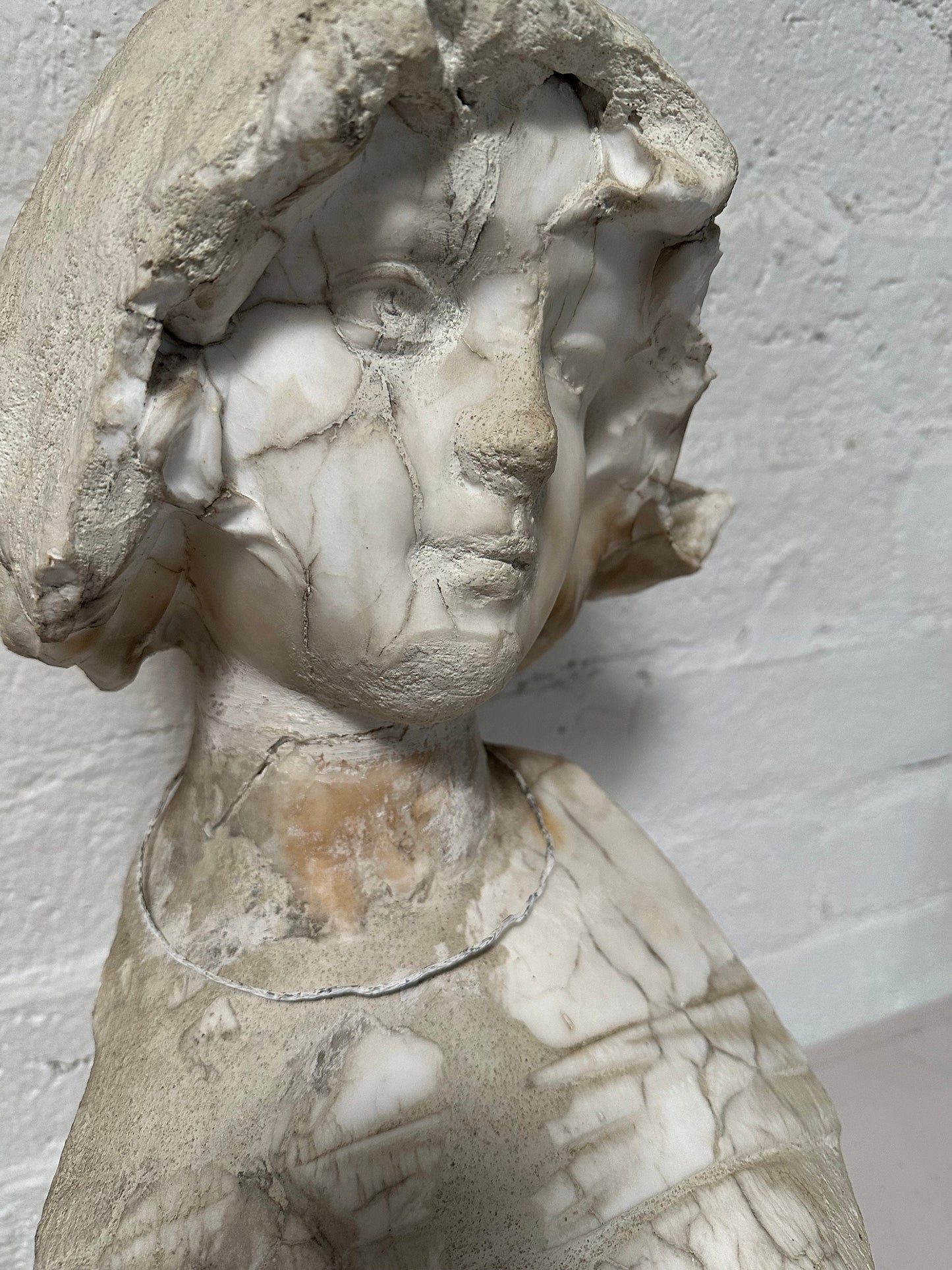 Marble And Cement Female Bust