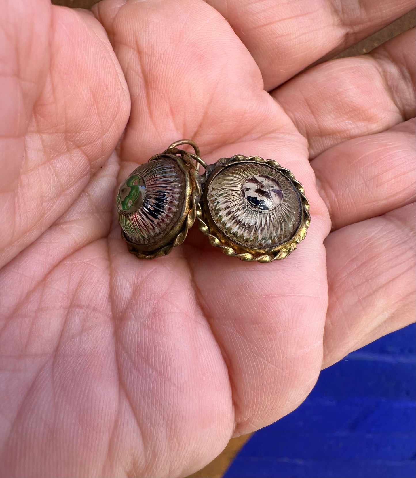 Victorian Glass and Foil Earrings