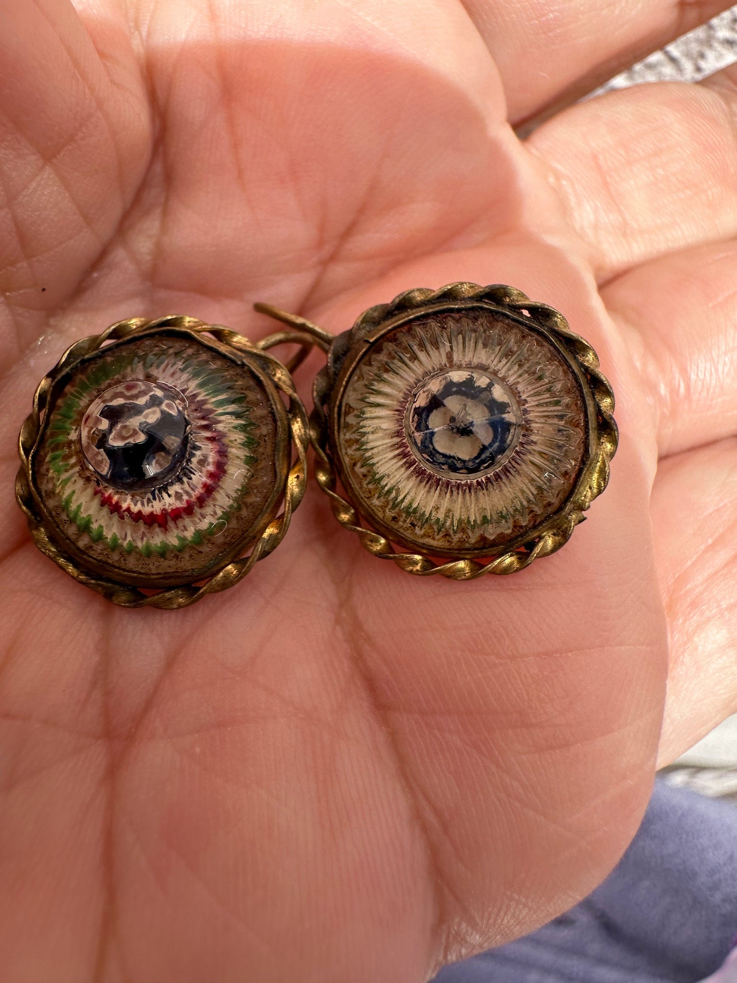 Victorian Glass and Foil Earrings