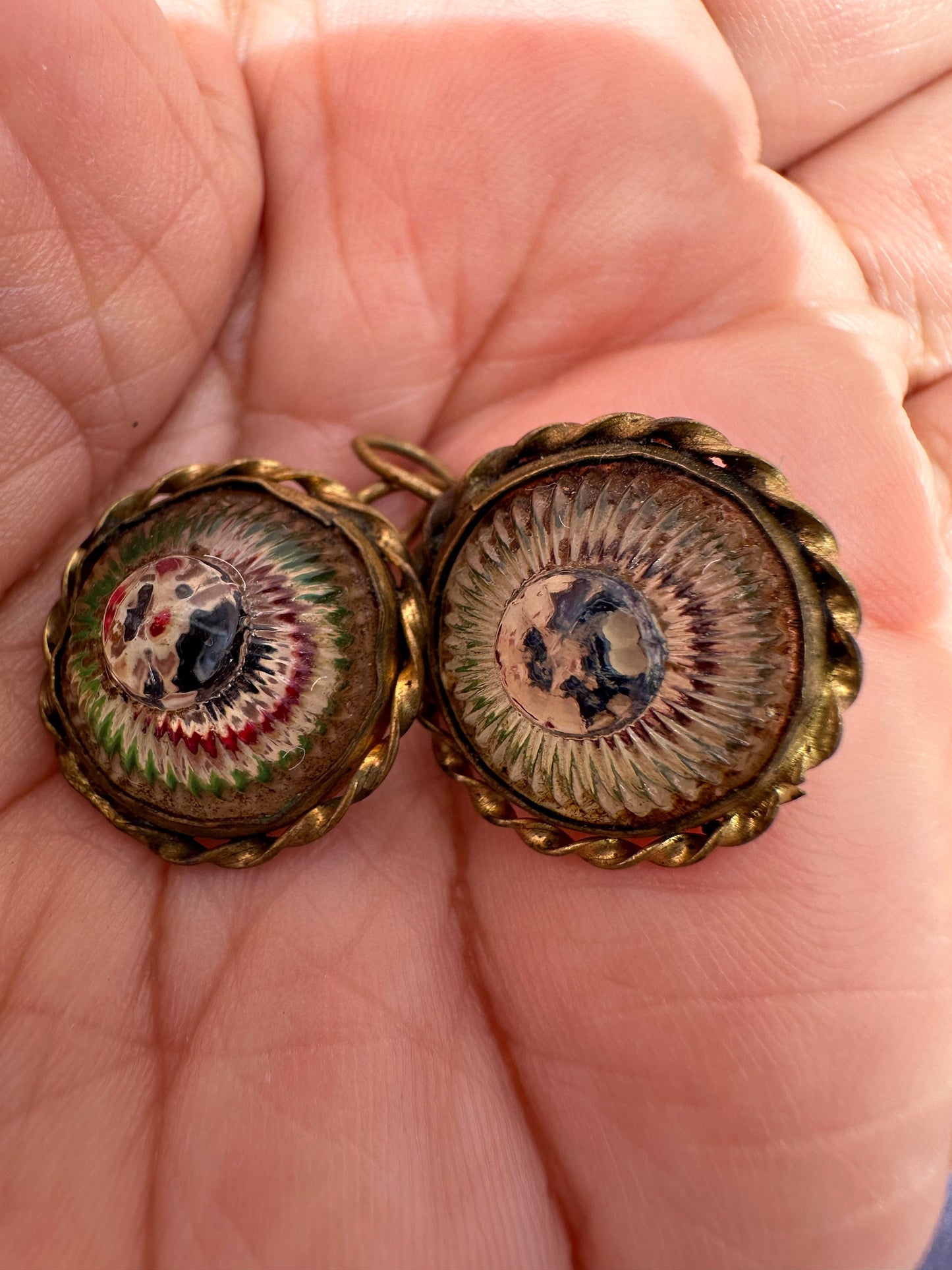 Victorian Glass and Foil Earrings