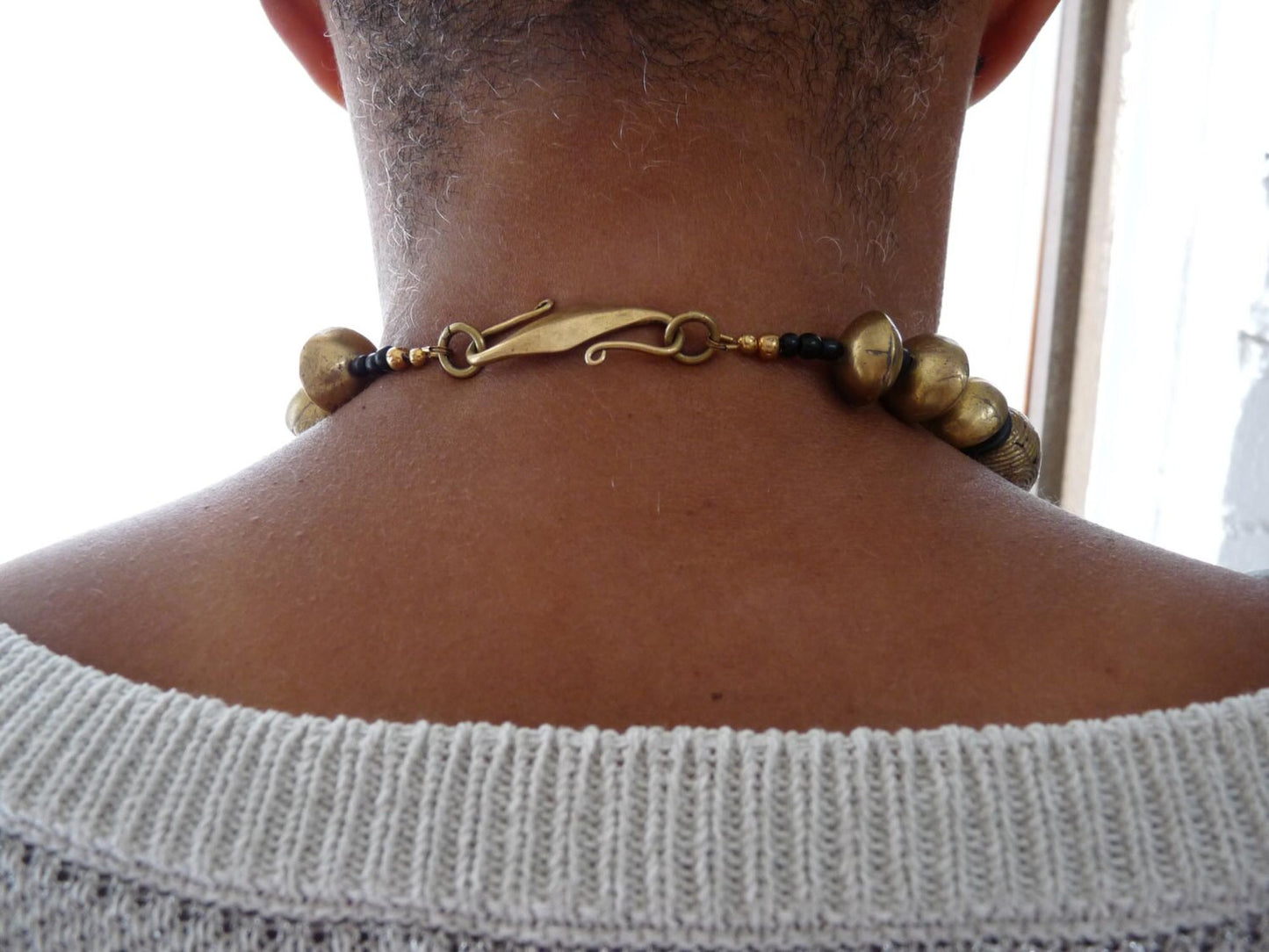Quartz, Brass + Horn Necklace ~ Haute Couture