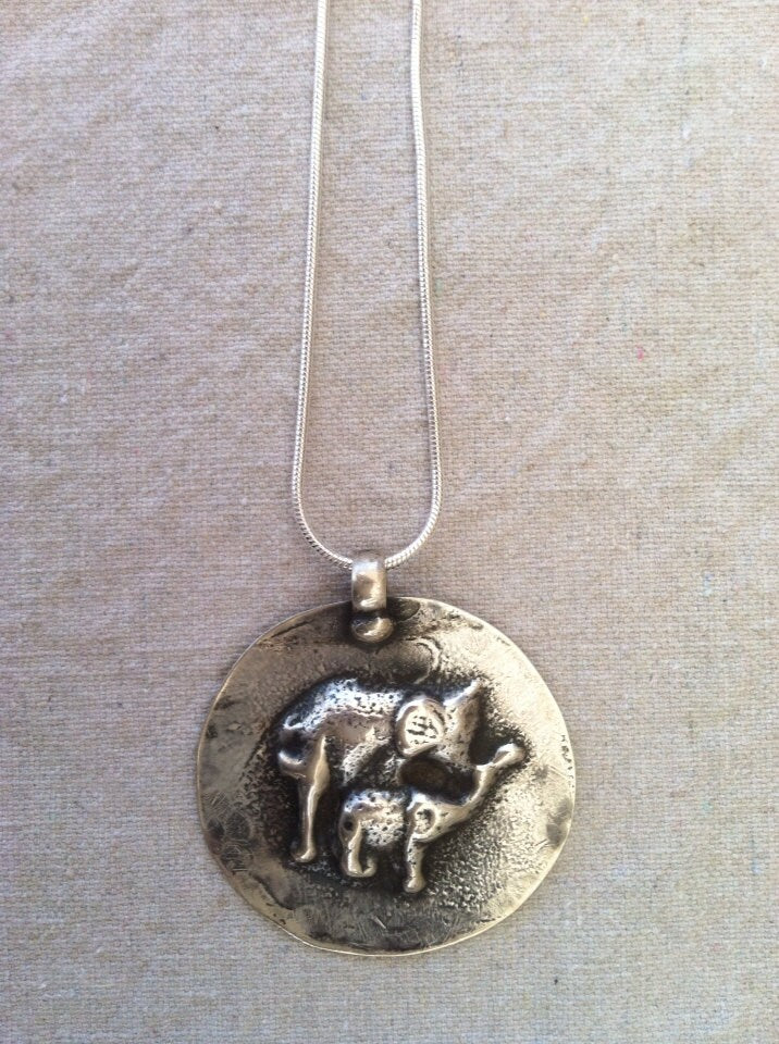 Vintage Indian Sterling Silver Necklace with Elephants