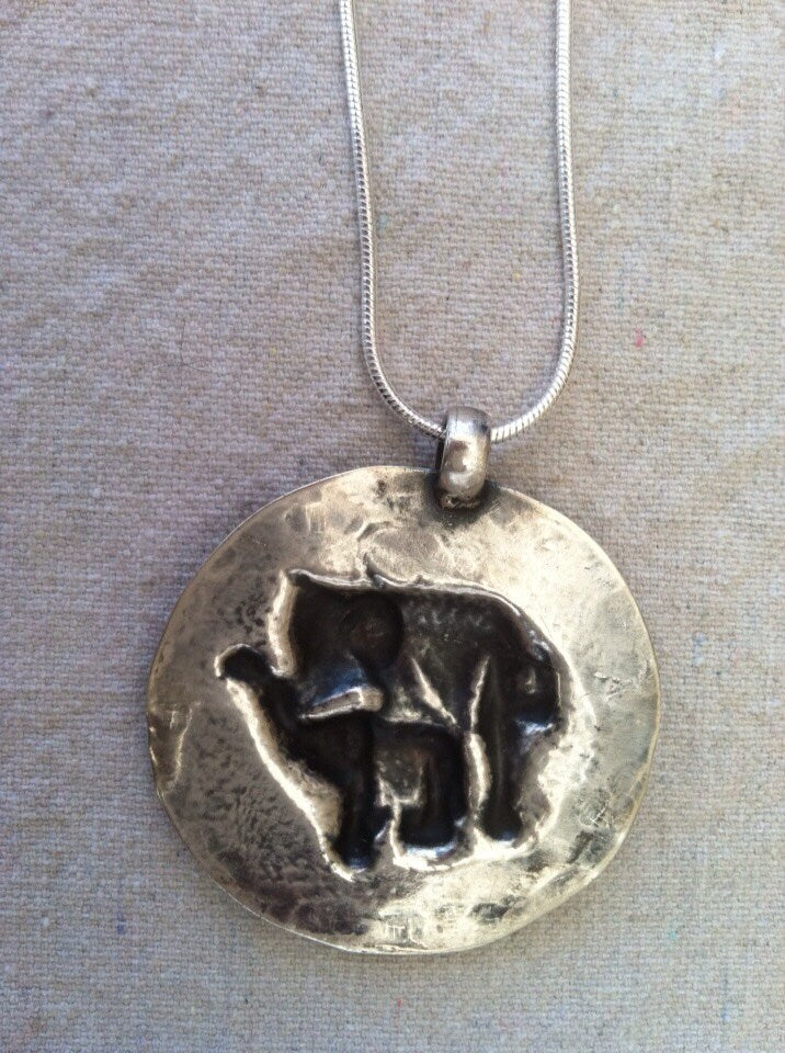Vintage Indian Sterling Silver Necklace with Elephants