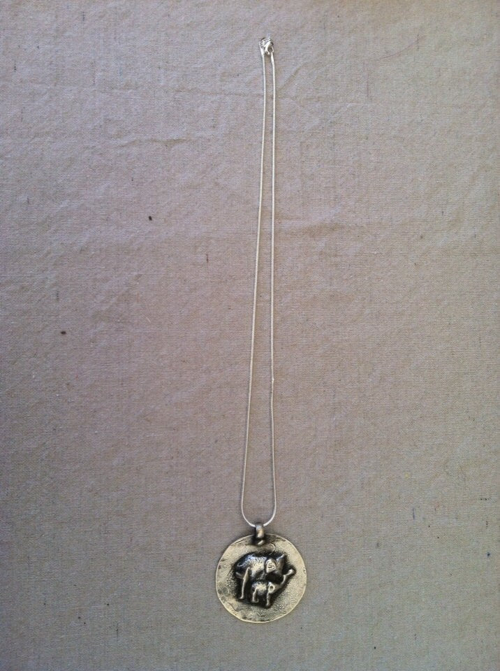 Vintage Indian Sterling Silver Necklace with Elephants