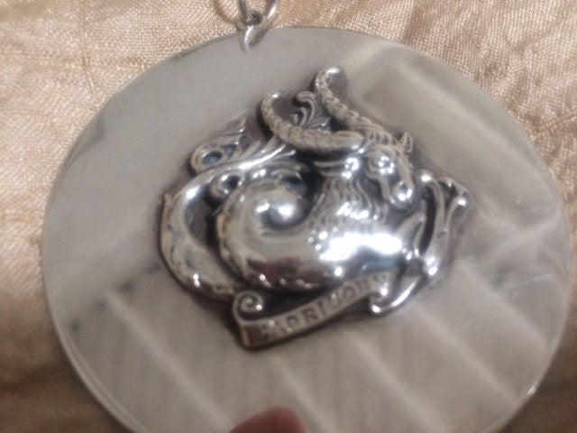 Beautiful Signed Cini Sterling Silver 3-D Capricorn Medallion Disk