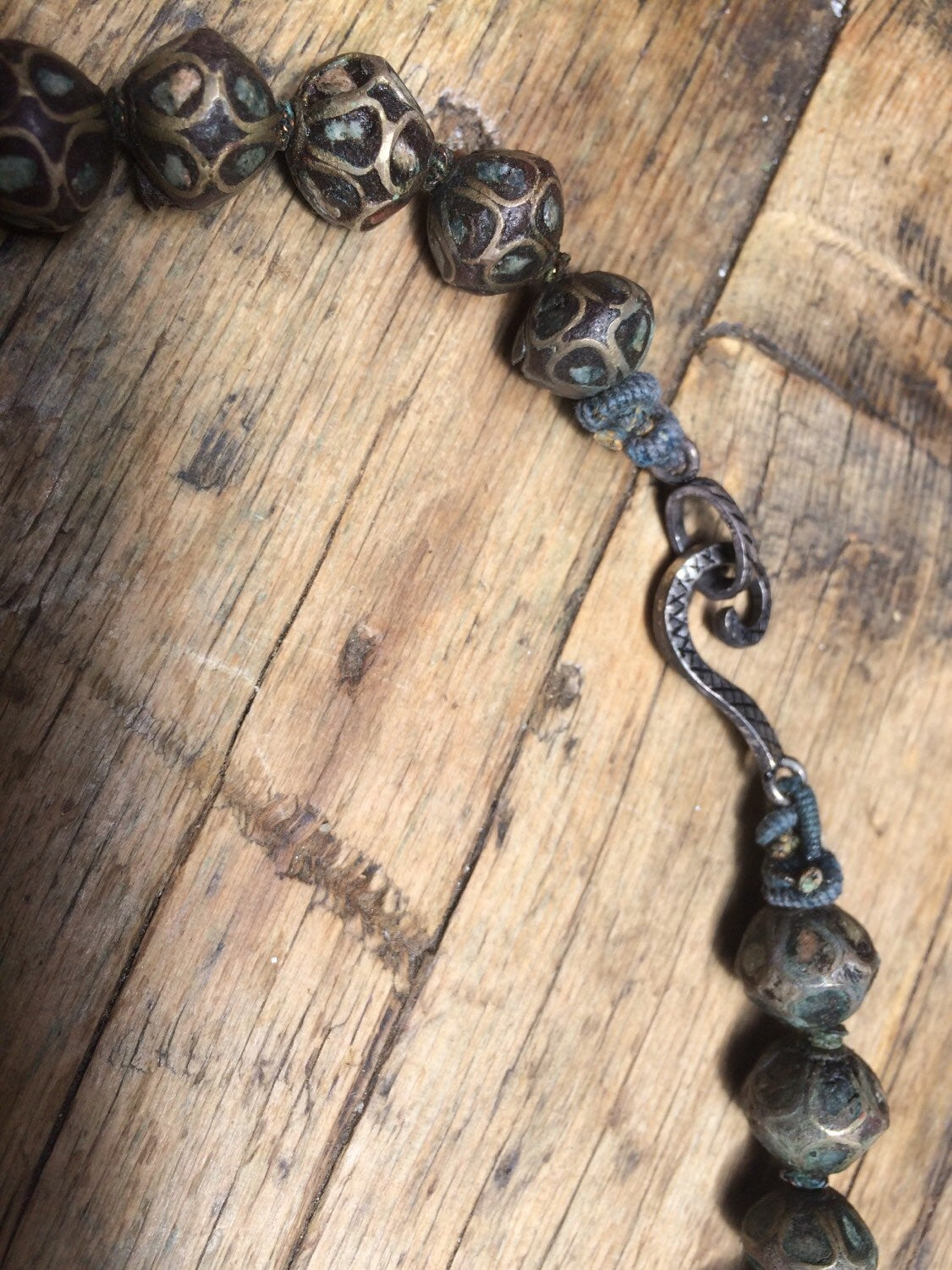 Ancient/Antique Tibetan Brass and Turquoise Beaded Necklace