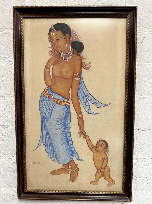Indian Mother and Child Painting on Cloth