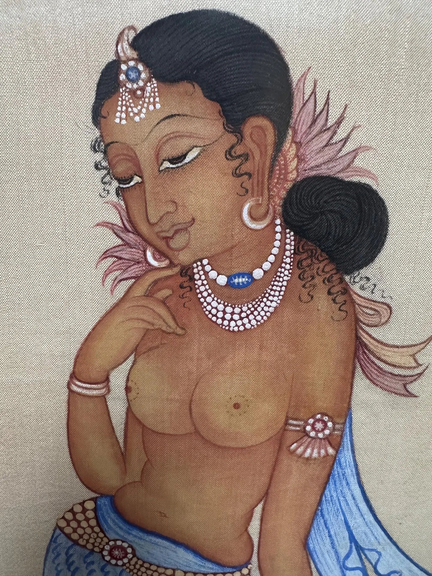 Indian Mother and Child Painting on Cloth