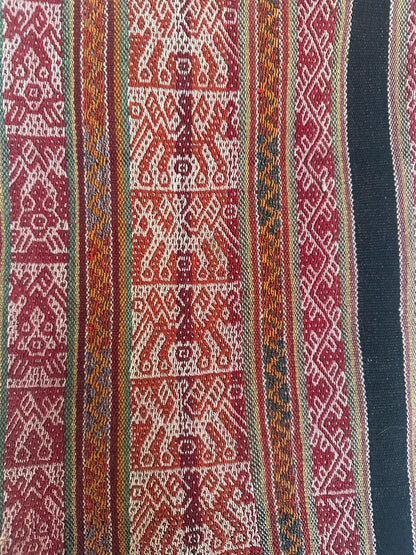 Vintage Peruvian Manta Wool Textile - Handwoven 1960s Andean Blanket