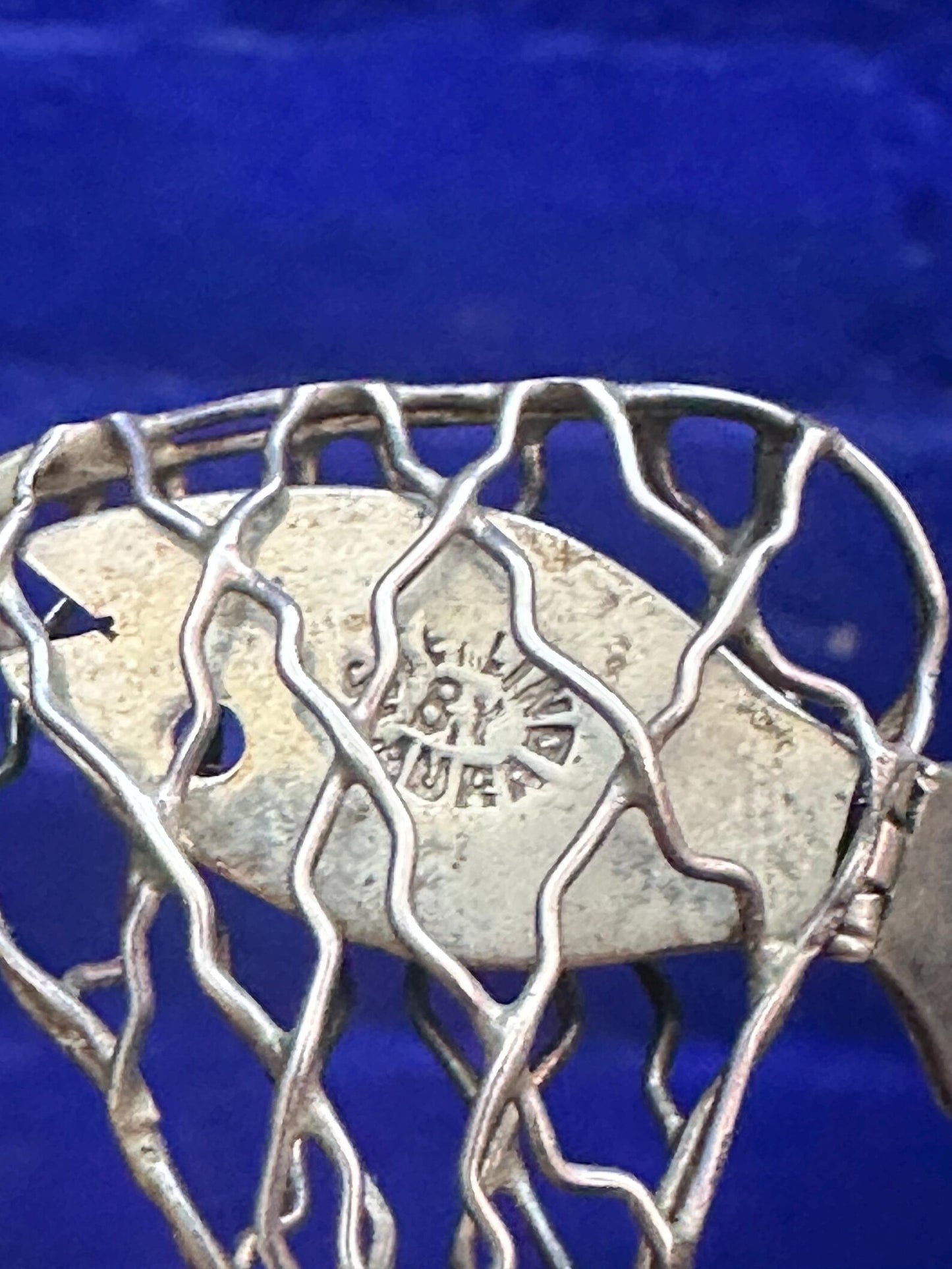Vintage Sterling Silver Fish with Wiggly Tail In Silver Netting