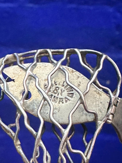 Vintage Sterling Silver Fish with Wiggly Tail In Silver Netting
