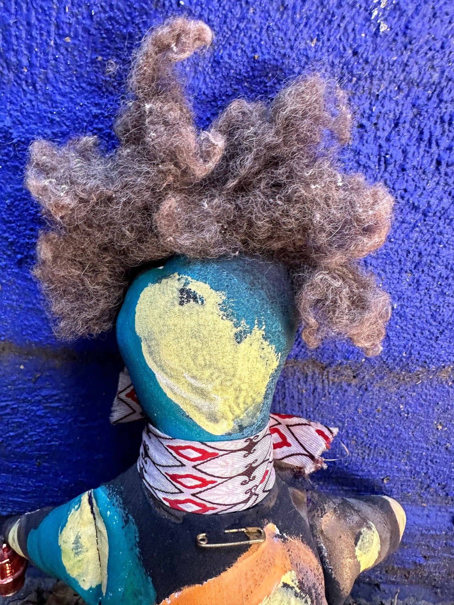 Vintage Handmade Cloth and Paint Brown Vudu Doll
