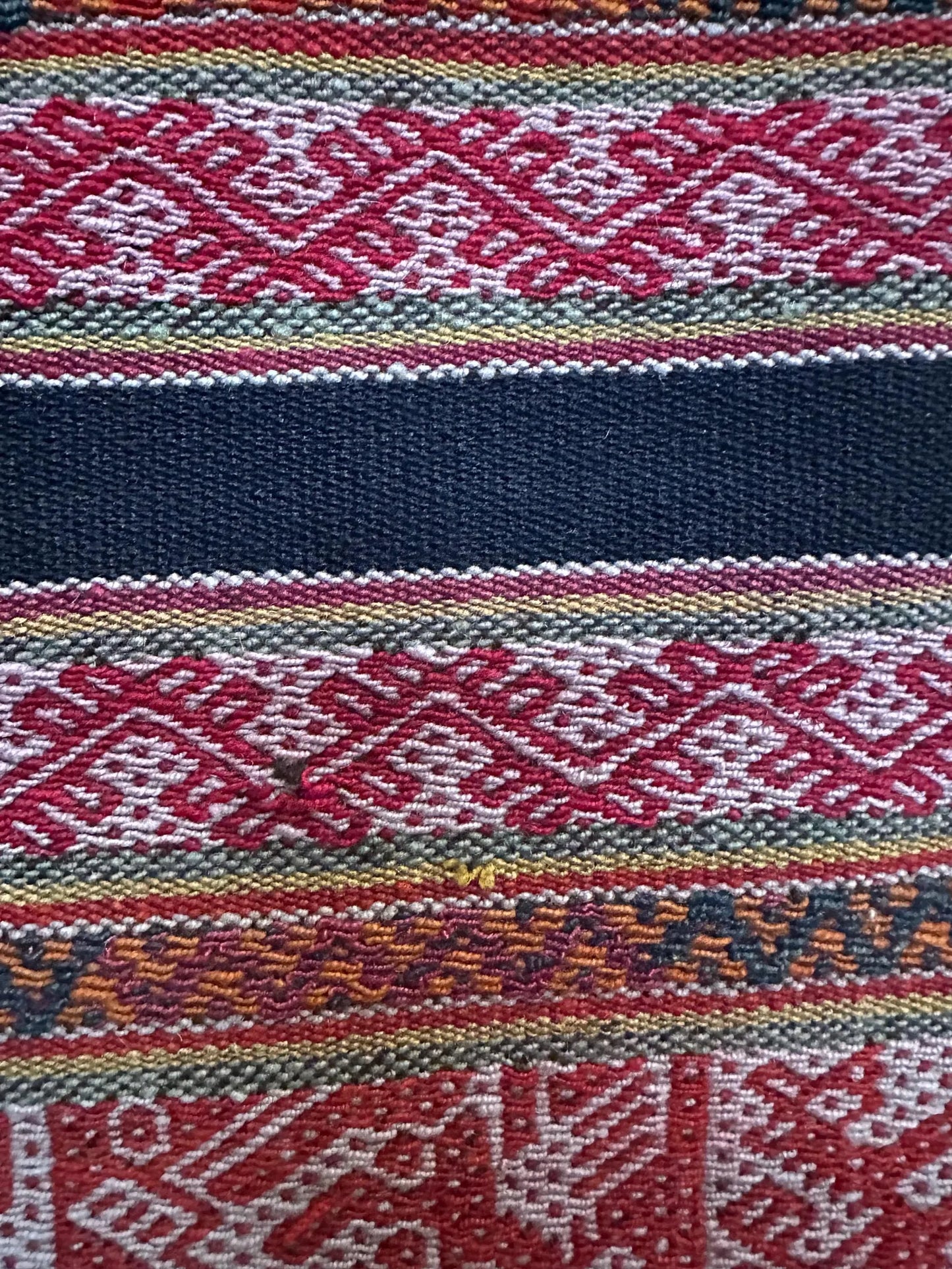 Vintage Peruvian Manta Wool Textile - Handwoven 1960s Andean Blanket