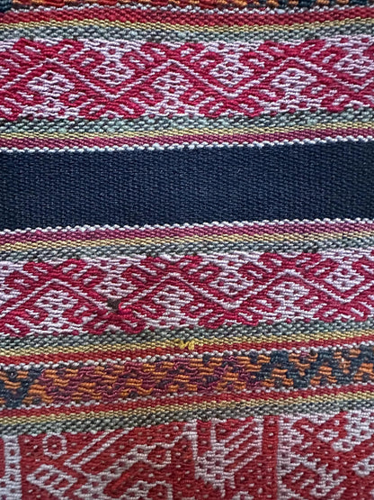 Vintage Peruvian Manta Wool Textile - Handwoven 1960s Andean Blanket