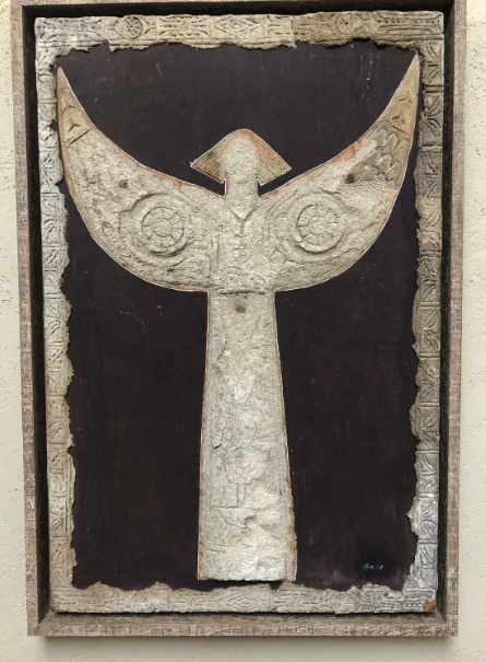 Mid Century Mixed Media Plaster and Paper Mache Angel Art