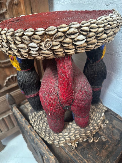 Antique Vintage Beaded Stool from Cameroon