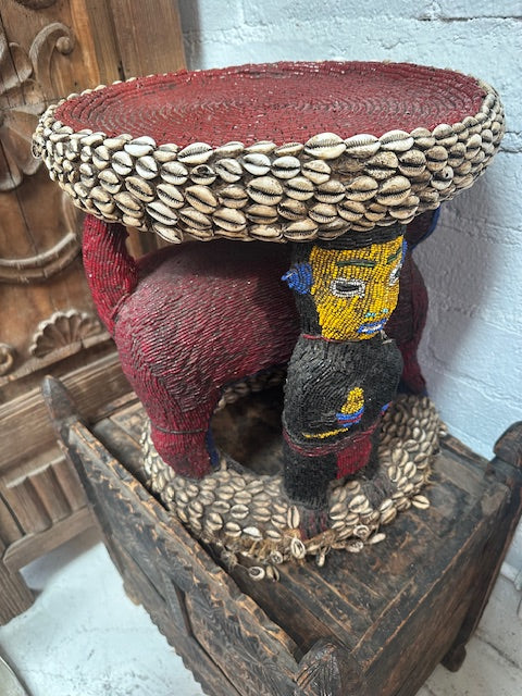Antique Vintage Beaded Stool from Cameroon