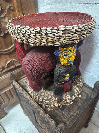 Antique Vintage Beaded Stool from Cameroon