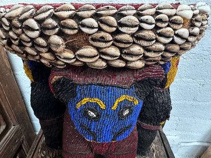 Antique Vintage Beaded Stool from Cameroon