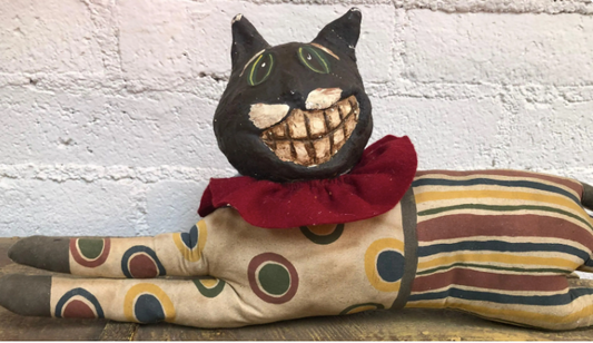 Vintage Handmade Folk Art Cheshire Cat