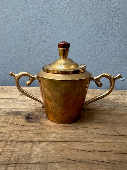 Art Deco Vintage Brass and Teak Coffee and Tea Set