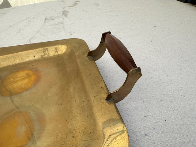 Art Deco Vintage Brass and Teak Coffee and Tea Set