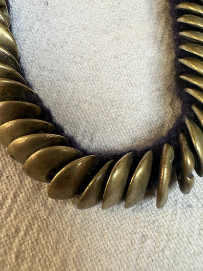 Vintage North African Brass  and Homespun Wool Necklace