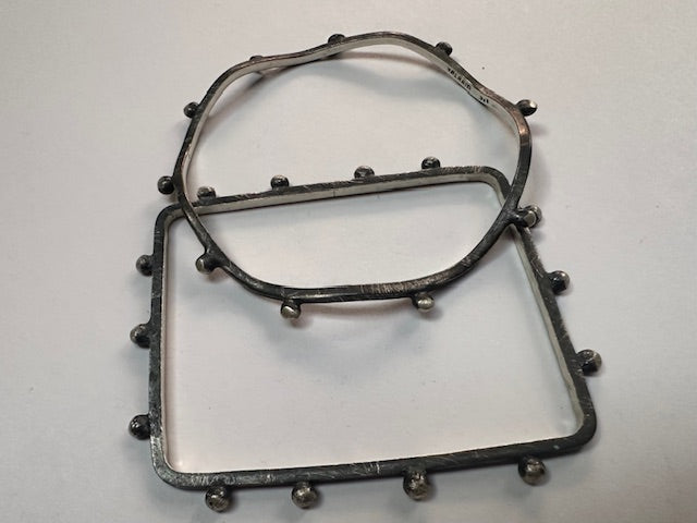 Handmade Oxidized Sterling Silver Geometric Bangles